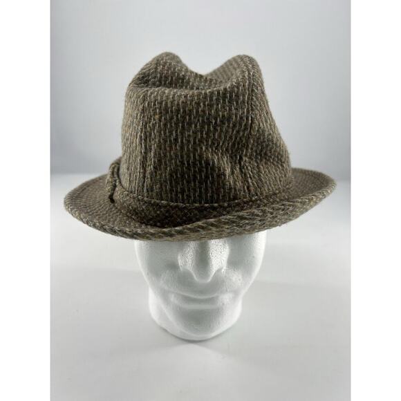 Vintage Fedora Young An Men’s Wool Blend Hat Medium 7 - 7 1/8 Brown Tan Tweed - Picture 1 of 7